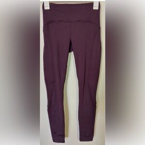 Lululemon Fleece Lined Plum Purple Leggings Ribbed Side Details Size 6